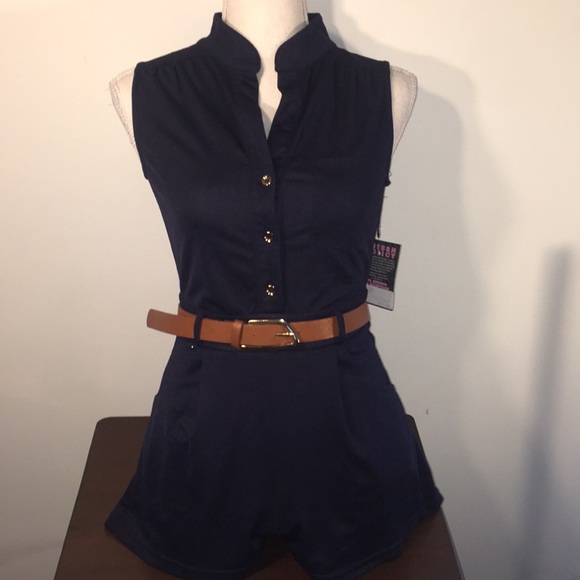 d’or Pants - ✨NWT Sophisticated Navy blue romper w/ waist belt
